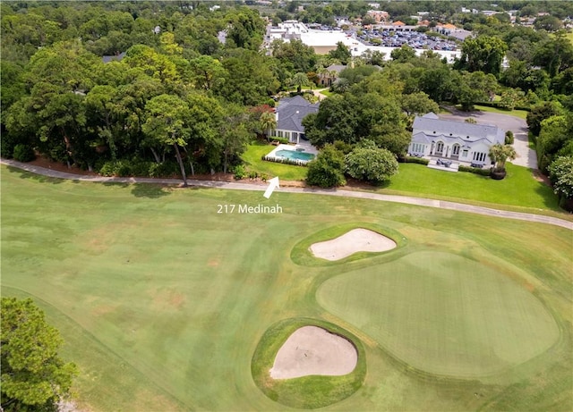 birds eye view of property featuring golf course view