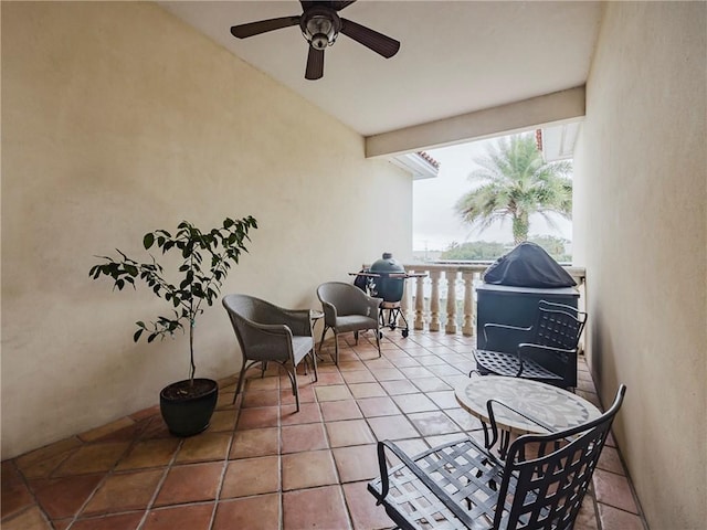 balcony with ceiling fan and grilling area