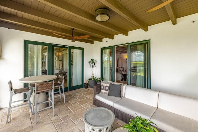 view of patio with outdoor lounge area and french doors