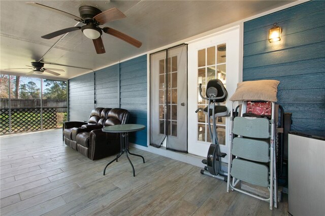 15 Merganser Way, Woodbine, GA 31569 - wooden terrace with ceiling fan and fence