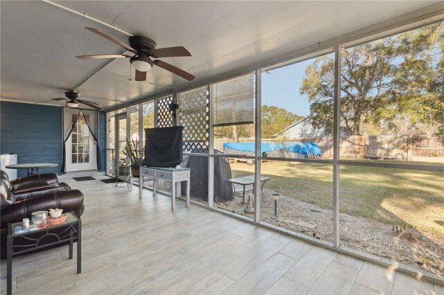 15 Merganser Way, Woodbine, GA 31569 - sunroom with a ceiling fan