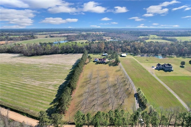 bird's eye view with a rural view and a water view