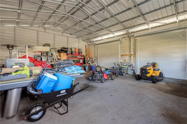 garage featuring metal wall