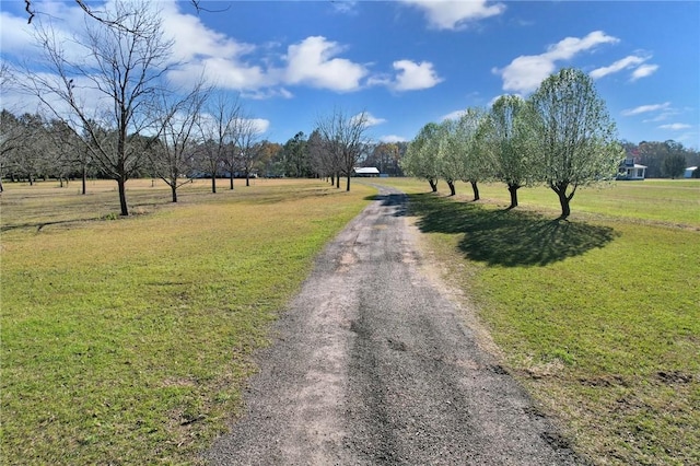 view of road featuring a rural view and driveway