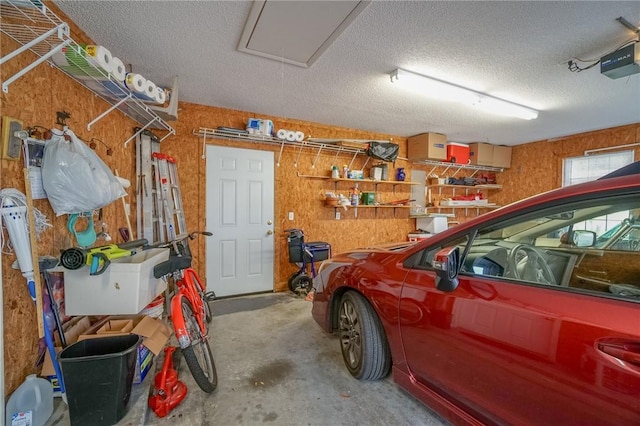 garage with a garage door opener