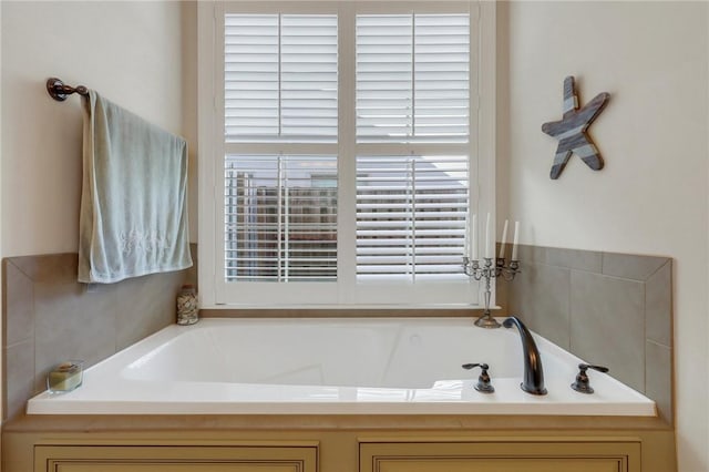 bathroom featuring a garden tub