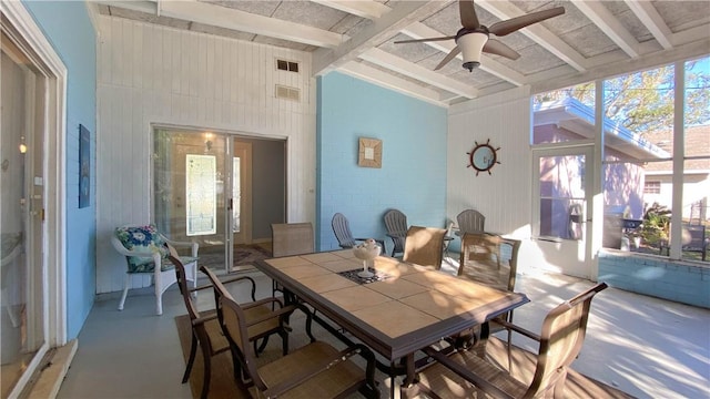 3 Porter Ln, Jekyll Island, GA 31527 - sunroom with ceiling fan and outdoor dining area
