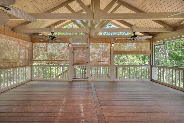 212 Stillwater Dr, Brunswick, GA 31525 - unfurnished sunroom with beam ceiling and ceiling fan