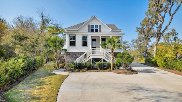 coastal home with a porch