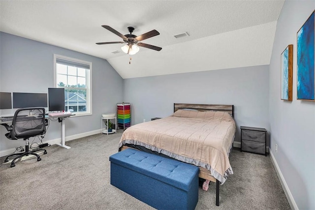 69 Allie Loop, Brunswick, GA 31525 - bedroom with carpet, vaulted ceiling, a desk, and ceiling fan
