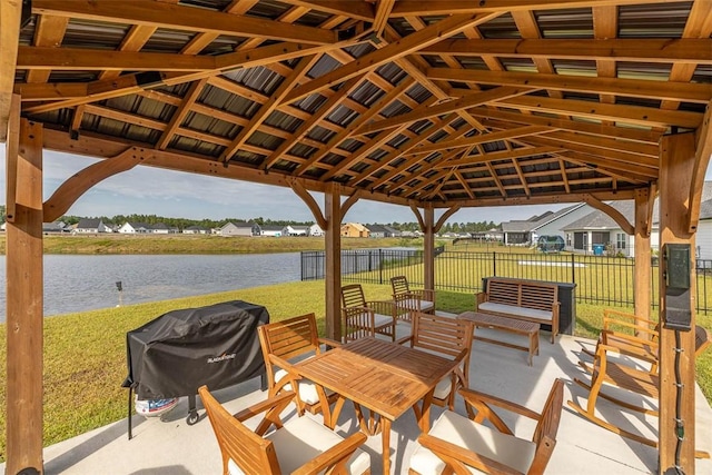 69 Allie Loop, Brunswick, GA 31525 - view of patio / terrace with grilling area, a water view, and a gazebo