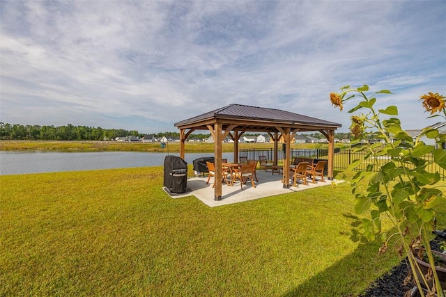69 Allie Loop, Brunswick, GA 31525 - view of yard with a gazebo, a water view, and a patio area