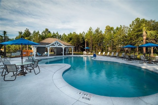 view of pool featuring a patio area