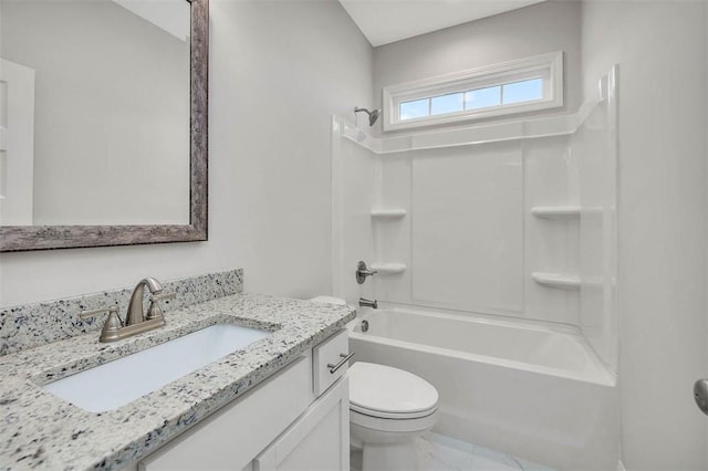 full bathroom featuring vanity, toilet, and shower / bath combination