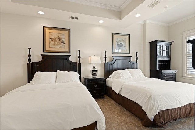 bedroom with ornamental molding