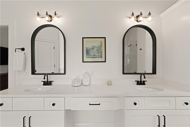 bathroom with double vanity