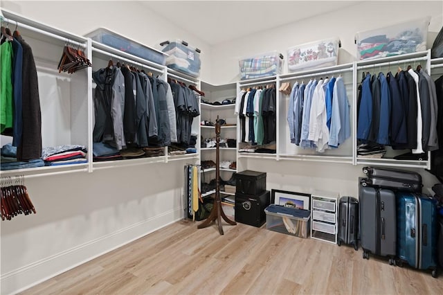 walk in closet featuring wood finished floors