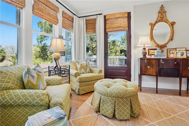 sitting room featuring baseboards and wood finished floors