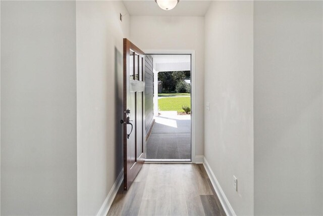 doorway to outside featuring hardwood / wood-style floors