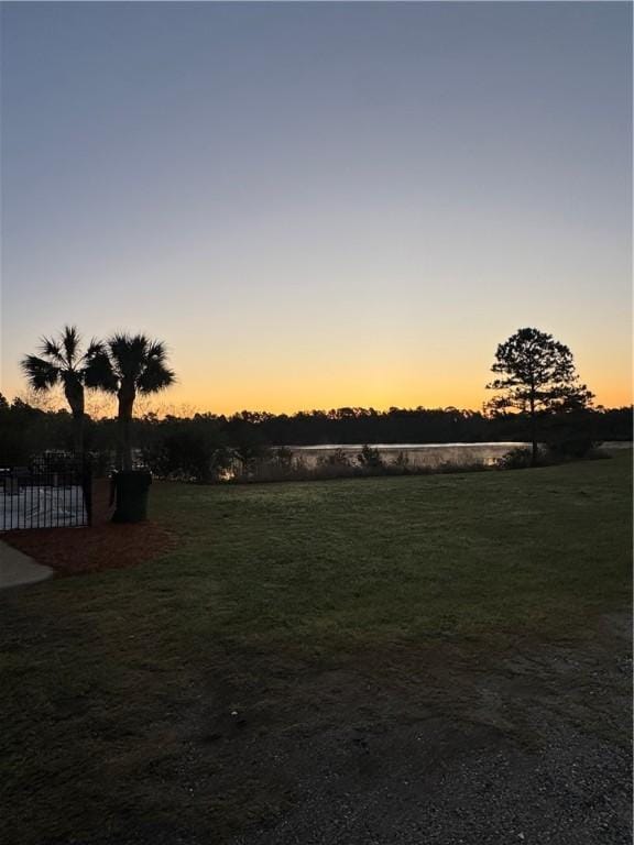 view of yard at dusk