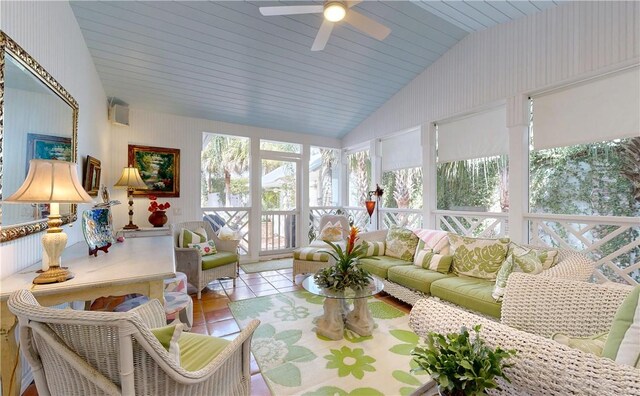 231 Magnolia Ave, Saint Simons Island, GA 31522 - sunroom with vaulted ceiling and tile patterned flooring