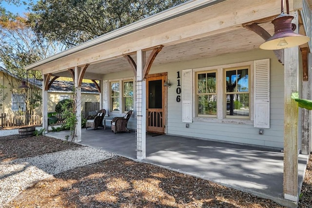 exterior space featuring covered porch