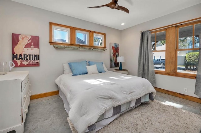 bedroom featuring ceiling fan