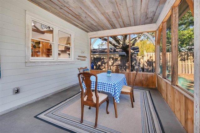 sunroom / solarium with wooden ceiling