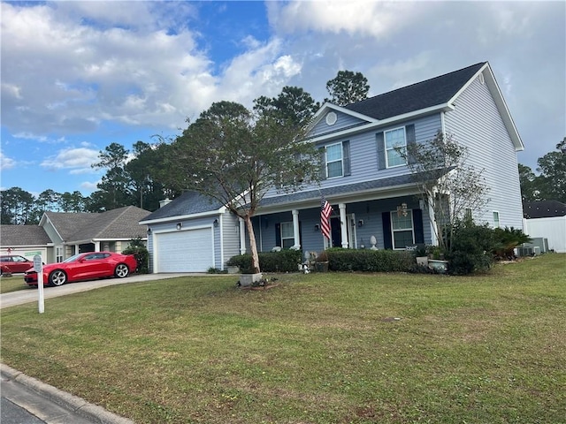 114 Shell Pointe Dr, Brunswick, GA 31525 - view of front of property featuring central AC unit, a front yard, and a garage