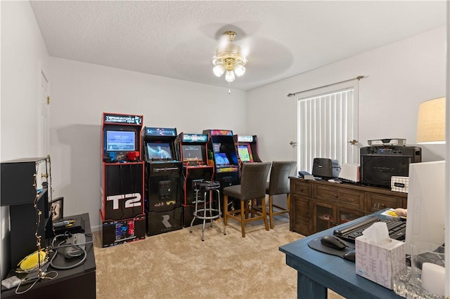 114 Shell Pointe Dr, Brunswick, GA 31525 - carpeted home office with a textured ceiling and ceiling fan