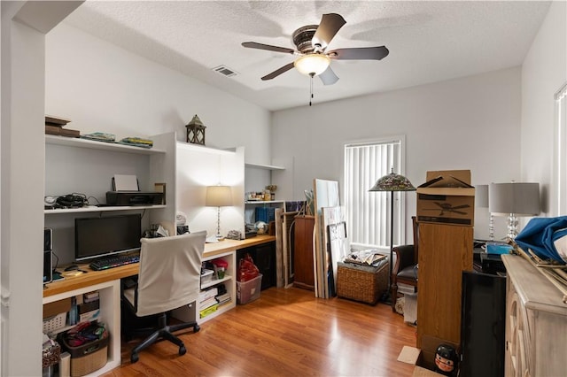 114 Shell Pointe Dr, Brunswick, GA 31525 - office space with ceiling fan, a textured ceiling, and light hardwood / wood-style flooring