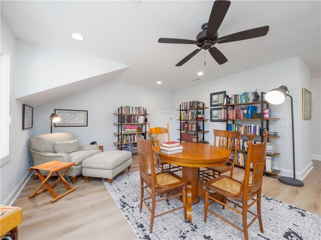 904 Champney, Saint Simons Island, GA 31522 - dining area featuring light wood-type flooring, ceiling fan, and recessed lighting