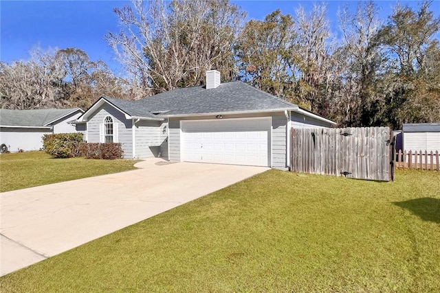 view of front facade featuring a front lawn and a garage