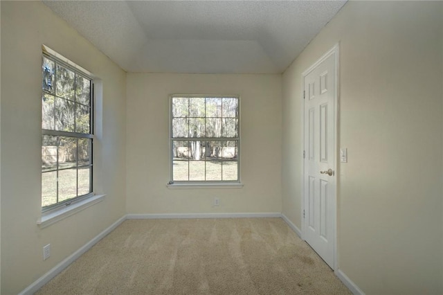 carpeted empty room with a raised ceiling and a textured ceiling