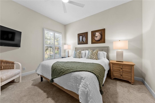 bedroom with carpet floors and ceiling fan