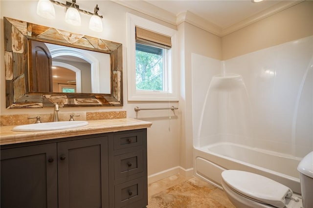 178 Hampton Point Dr, Saint Simons Island, GA 31522 - bathroom with vanity, crown molding, and shower / bath combination