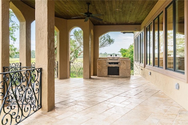 178 Hampton Point Dr, Saint Simons Island, GA 31522 - view of patio / terrace featuring ceiling fan and an outdoor kitchen