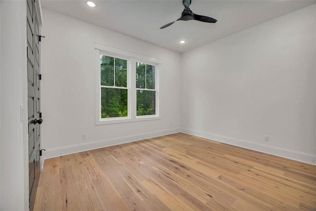 128 W Point Pkwy, Saint Simons Island, GA 31522 - empty room featuring baseboards, light wood-style floors, ceiling fan, and recessed lighting