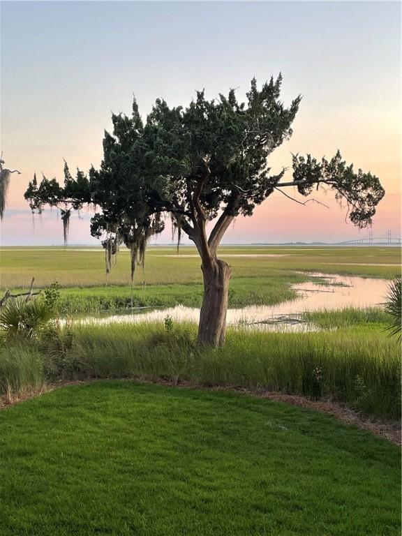 surrounding community with a lawn, a water view, and a rural view