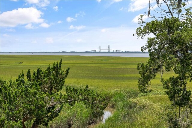 surrounding community featuring a yard, a water view, and a rural view