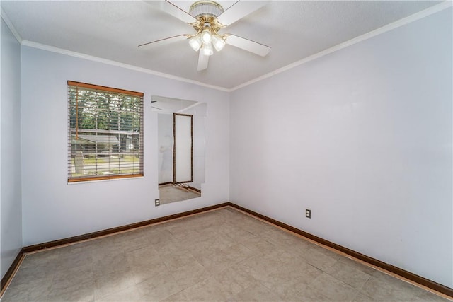 1501 Charles St, Waycross, GA 31501 - empty room featuring crown molding, a ceiling fan, and light flooring