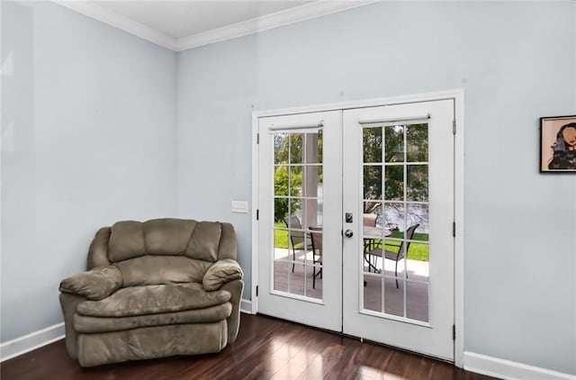 326 Daniel Trent Way, Kingsland, GA 31548 - entryway featuring french doors, wood finished floors, crown molding, and baseboards