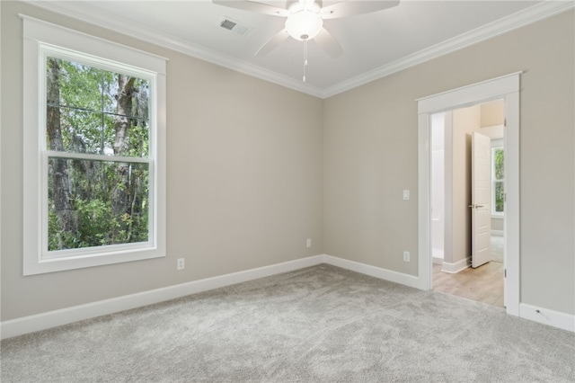 180 Ossabaw Way, Waverly, GA 31565 - unfurnished room with carpet floors, ornamental molding, and ceiling fan