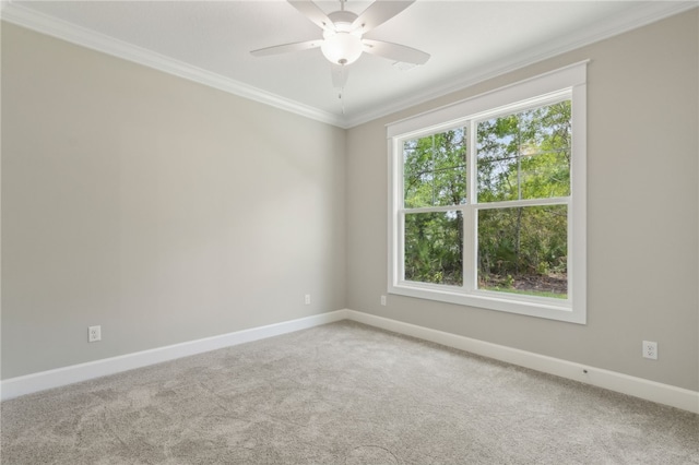 180 Ossabaw Way, Waverly, GA 31565 - carpeted spare room featuring crown molding and a ceiling fan