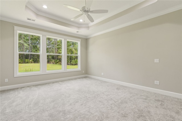 180 Ossabaw Way, Waverly, GA 31565 - unfurnished room with a raised ceiling, crown molding, ceiling fan, plenty of natural light, and carpet