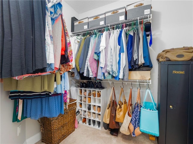 spacious closet featuring carpet flooring