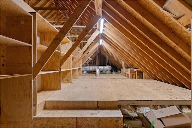 view of unfinished attic