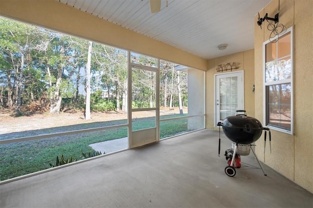 view of unfurnished sunroom