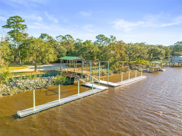 dock area featuring a water view