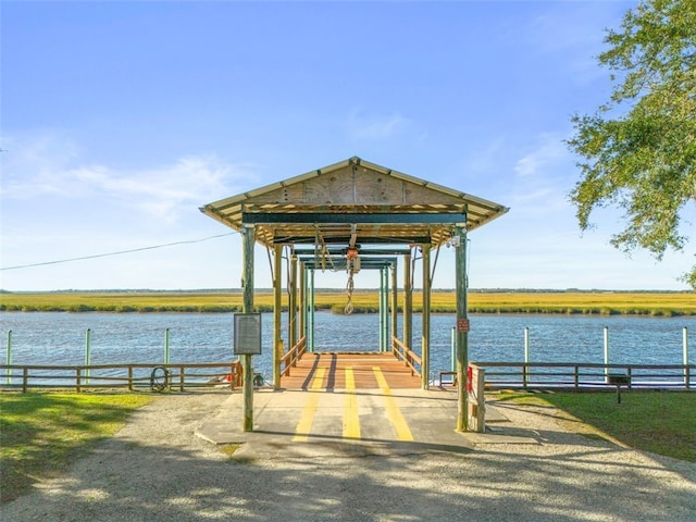 view of dock featuring a water view